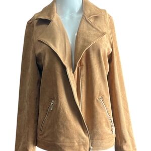 Chico's Moto Vegan Suede LS Leather/Outwear Vintage Brown Size 1 8/10 New